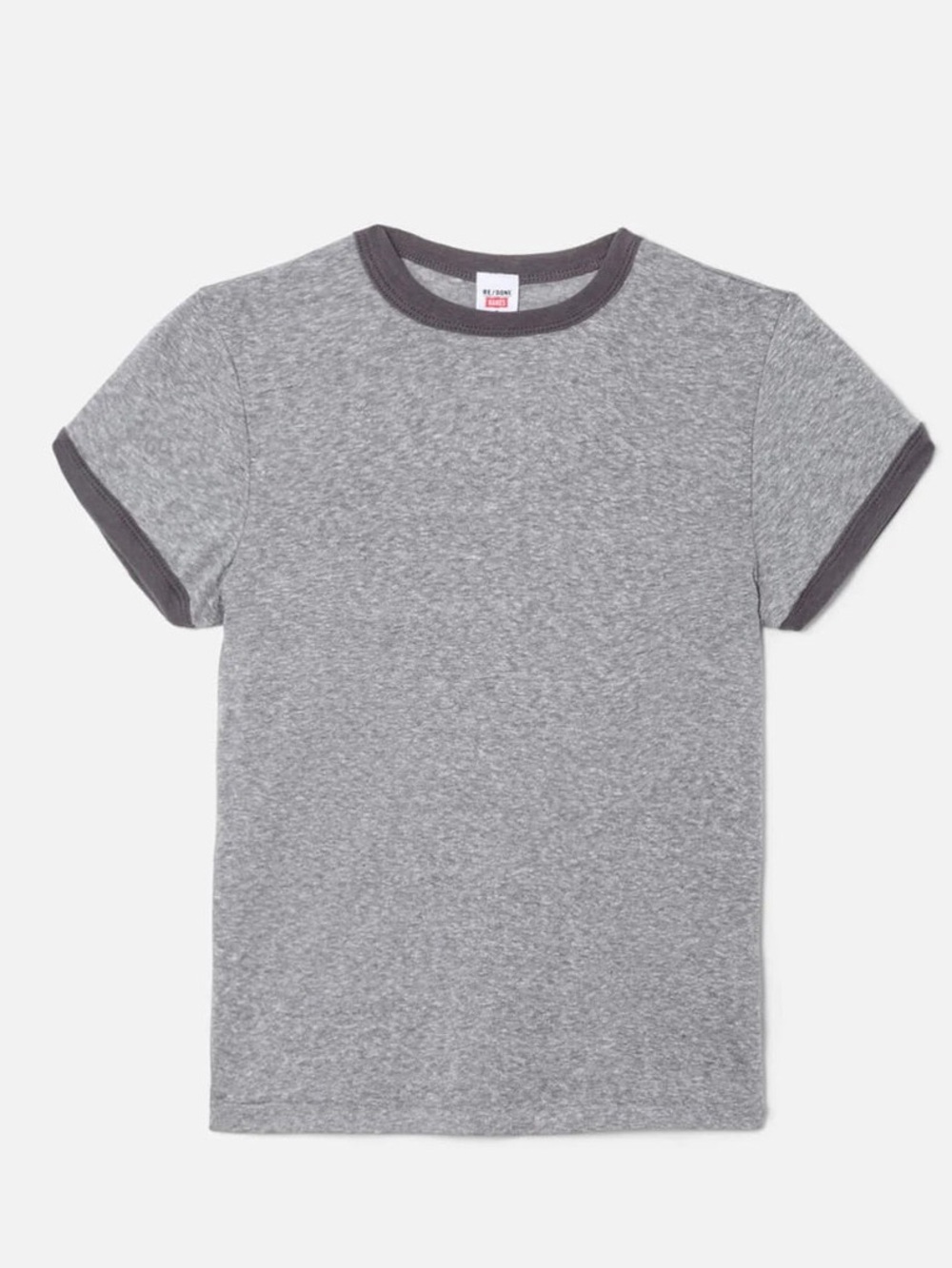 RE/DONE x Hanes 1960s Slim Ringer Tee in the heather grey colorway XS
